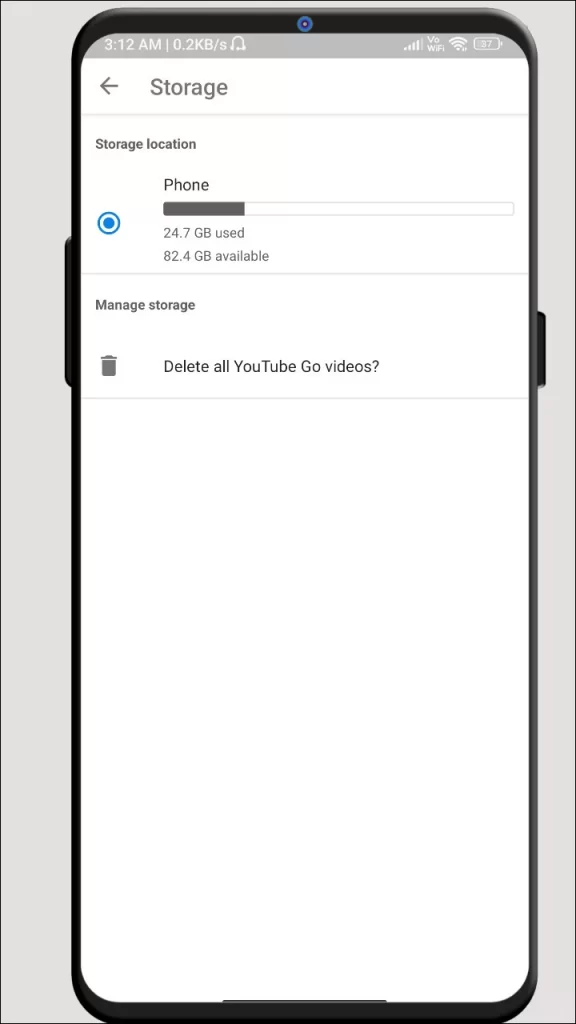 YouTube GO APK  Manage Storage
