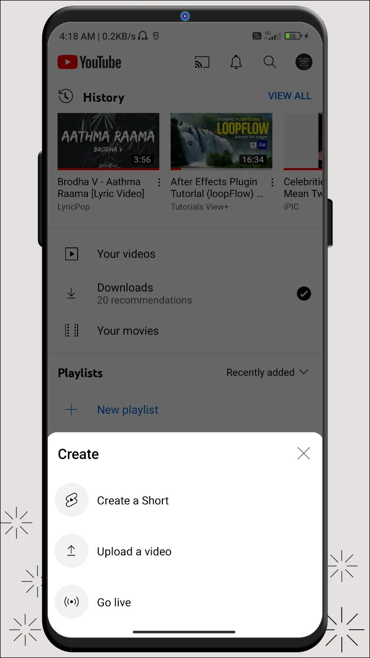 YouTube Red APK Upload a Video or shorts